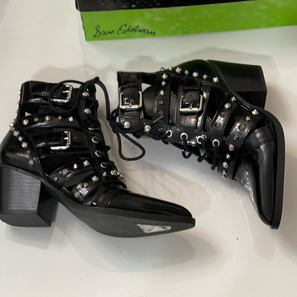 Sam Edelman black patent bootie with studs - Picture 4 of 16
